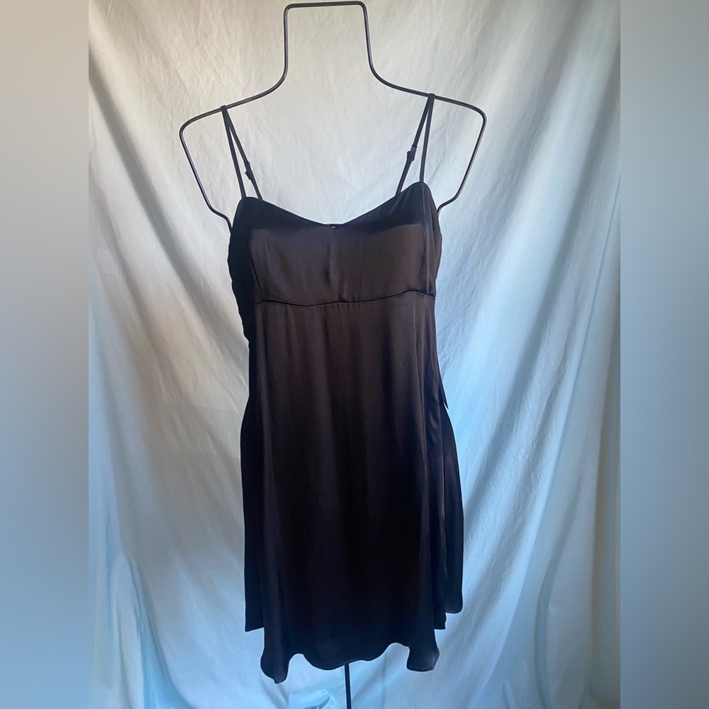 NEW with tags ! Nordstrom Black Satin Slio dress Tie Back Size Medium
